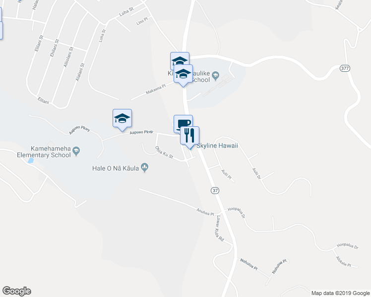map of restaurants, bars, coffee shops, grocery stores, and more near 35 Kupaoa Street in Makawao