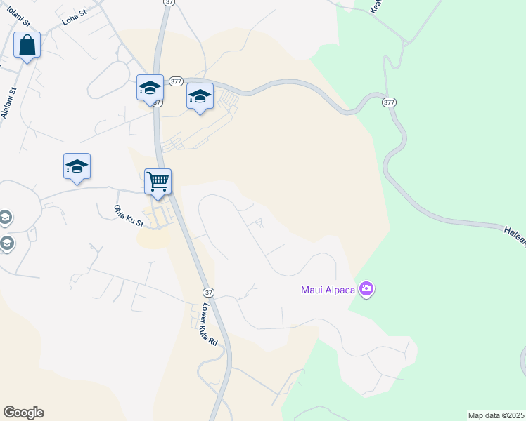 map of restaurants, bars, coffee shops, grocery stores, and more near 41 Poha Place in Makawao
