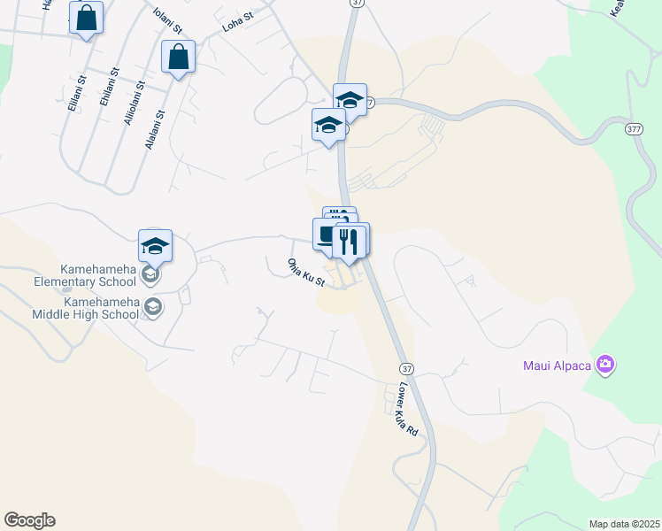map of restaurants, bars, coffee shops, grocery stores, and more near 40 Kupaoa Street in Makawao