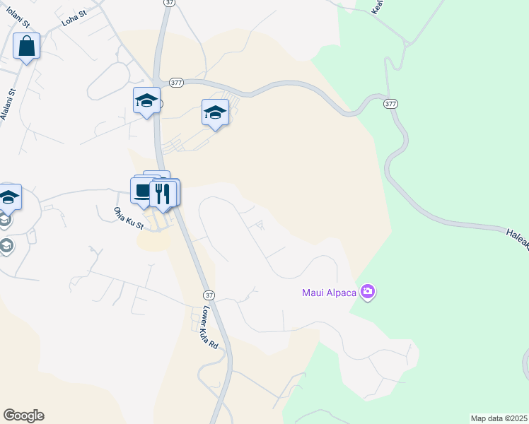 map of restaurants, bars, coffee shops, grocery stores, and more near 41 Poha Place in Makawao