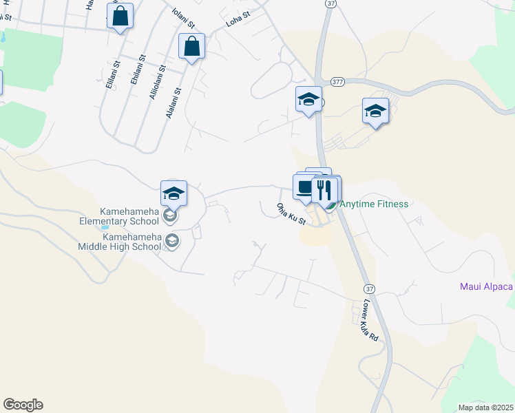 map of restaurants, bars, coffee shops, grocery stores, and more near 31 Ohia Lehua Place in Makawao