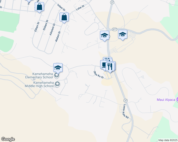 map of restaurants, bars, coffee shops, grocery stores, and more near 32 Ohia Lehua Place in Makawao