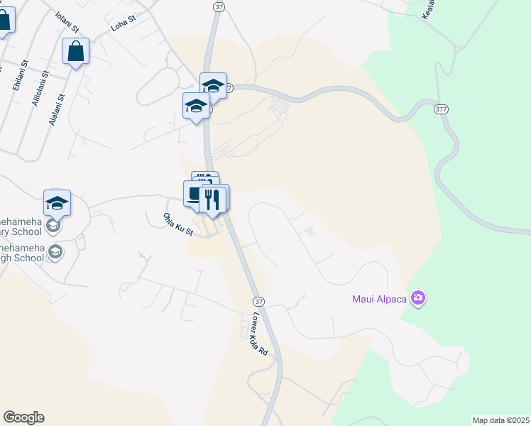 map of restaurants, bars, coffee shops, grocery stores, and more near 88 Aulii Drive in Makawao