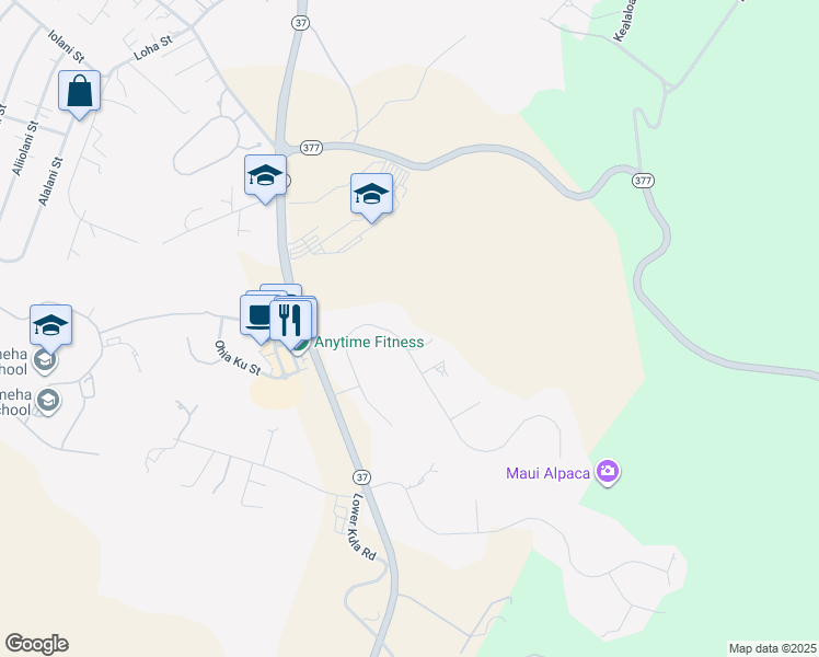 map of restaurants, bars, coffee shops, grocery stores, and more near 151 Aulii Drive in Makawao