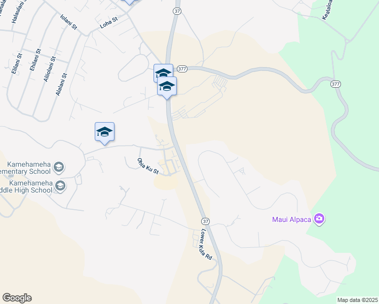 map of restaurants, bars, coffee shops, grocery stores, and more near 69 Aulii Drive in Makawao