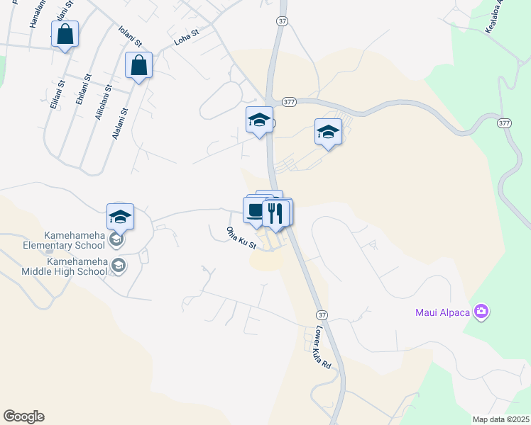 map of restaurants, bars, coffee shops, grocery stores, and more near 9 Kuinehe Place in Makawao