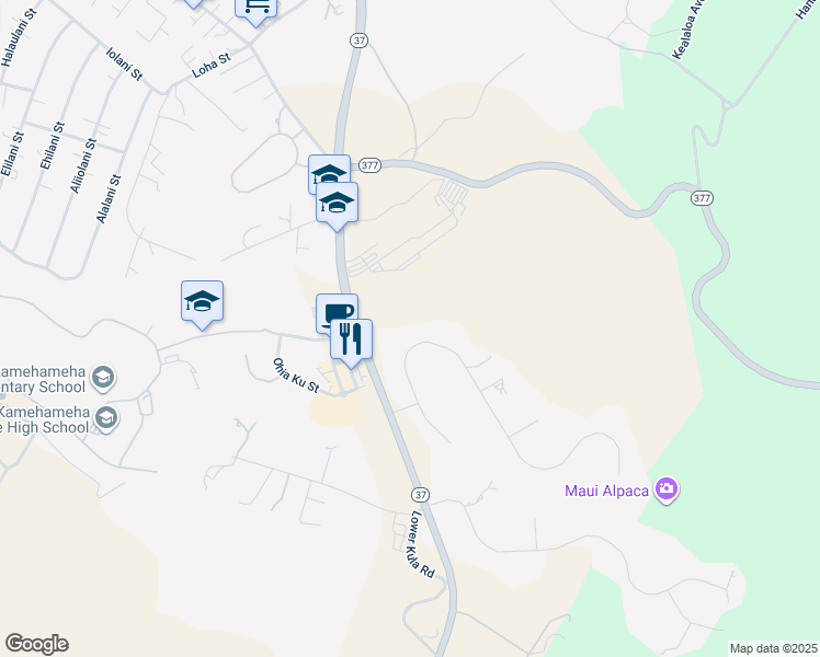 map of restaurants, bars, coffee shops, grocery stores, and more near 91 Aulii Drive in Makawao