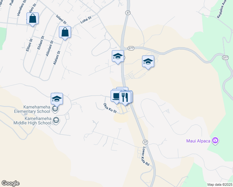 map of restaurants, bars, coffee shops, grocery stores, and more near 52 Kuinehe Place in Makawao