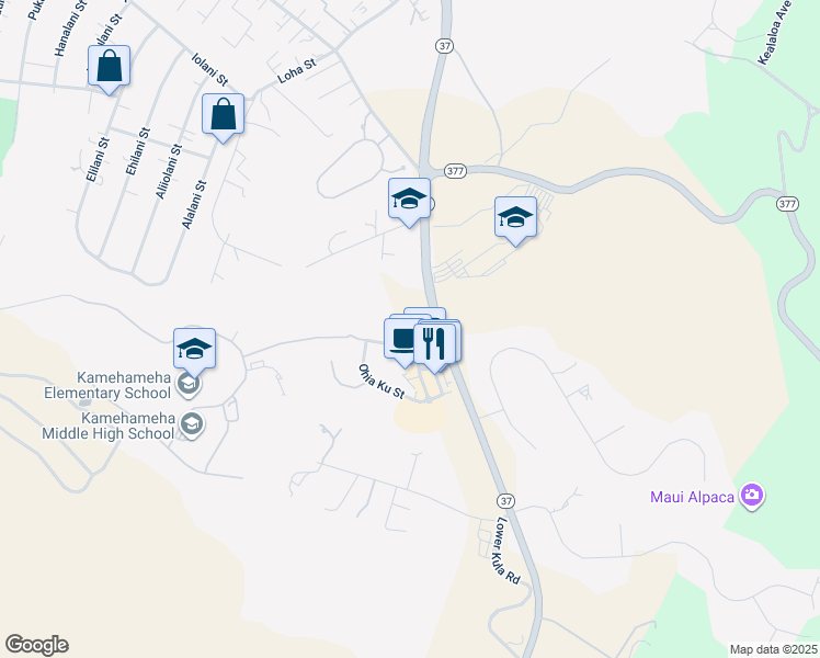 map of restaurants, bars, coffee shops, grocery stores, and more near 17 Kuinehe Place in Makawao