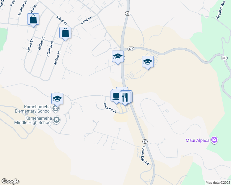 map of restaurants, bars, coffee shops, grocery stores, and more near 48 Kuinehe Place in Makawao