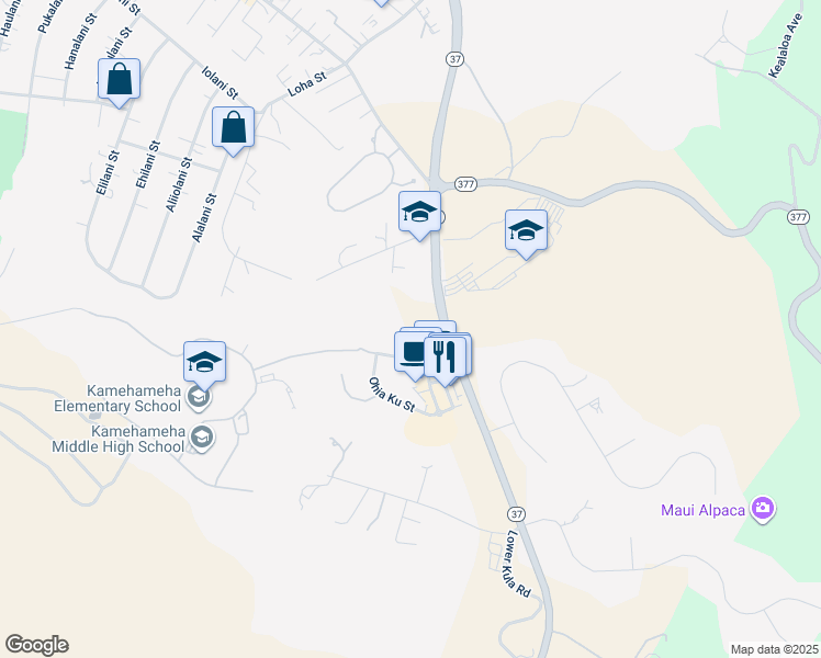 map of restaurants, bars, coffee shops, grocery stores, and more near 57 Kuinehe Place in Makawao