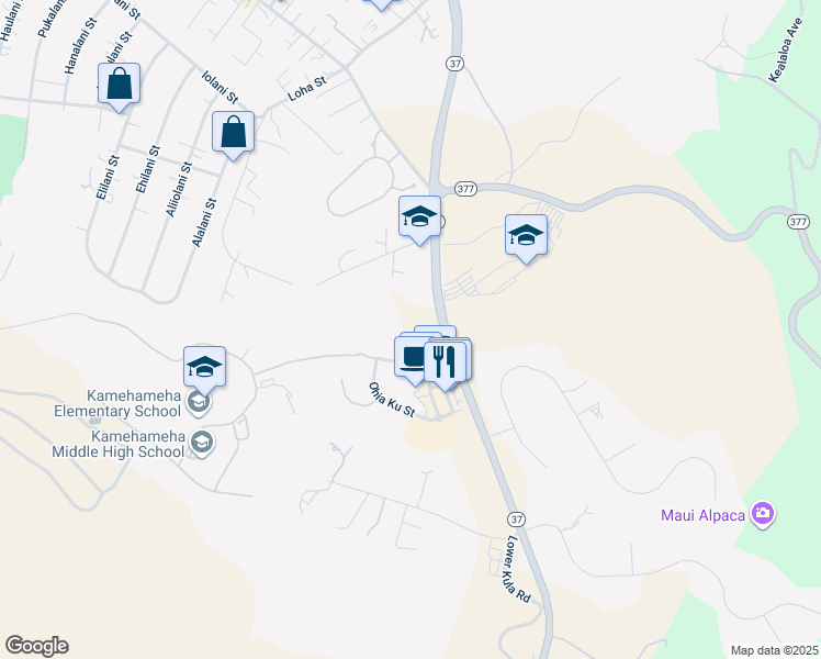 map of restaurants, bars, coffee shops, grocery stores, and more near 57 Kuinehe Place in Makawao