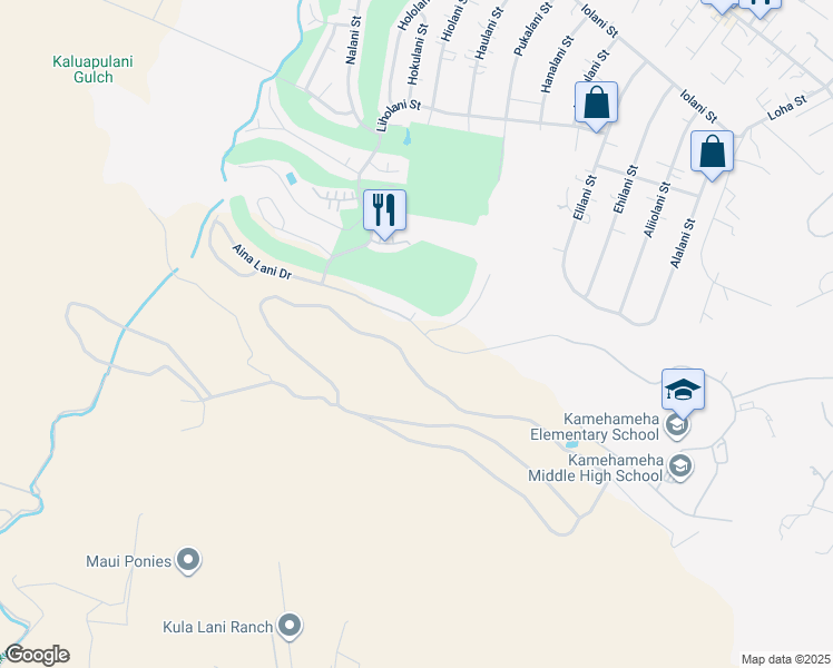 map of restaurants, bars, coffee shops, grocery stores, and more near 3028 Aina Lani Drive in Makawao