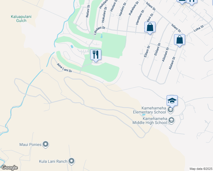 map of restaurants, bars, coffee shops, grocery stores, and more near 3042 Aina Lani Drive in Makawao