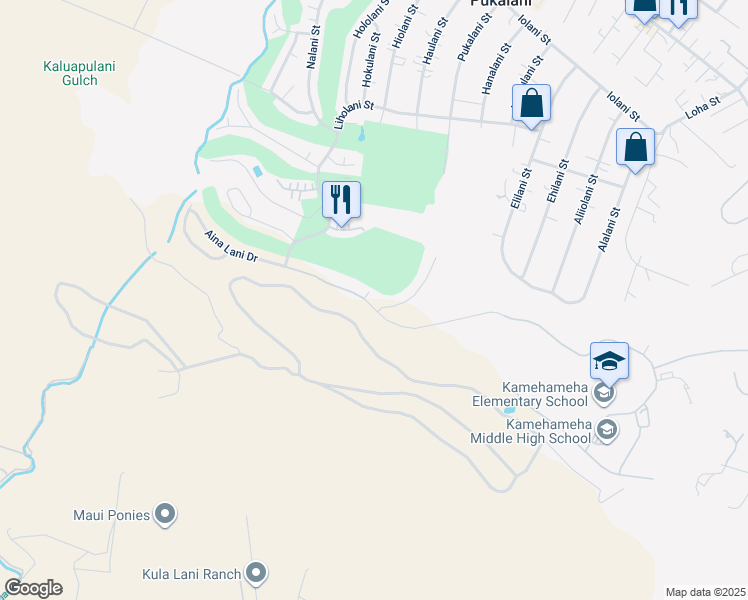 map of restaurants, bars, coffee shops, grocery stores, and more near 3029 Aina Lani Drive in Makawao