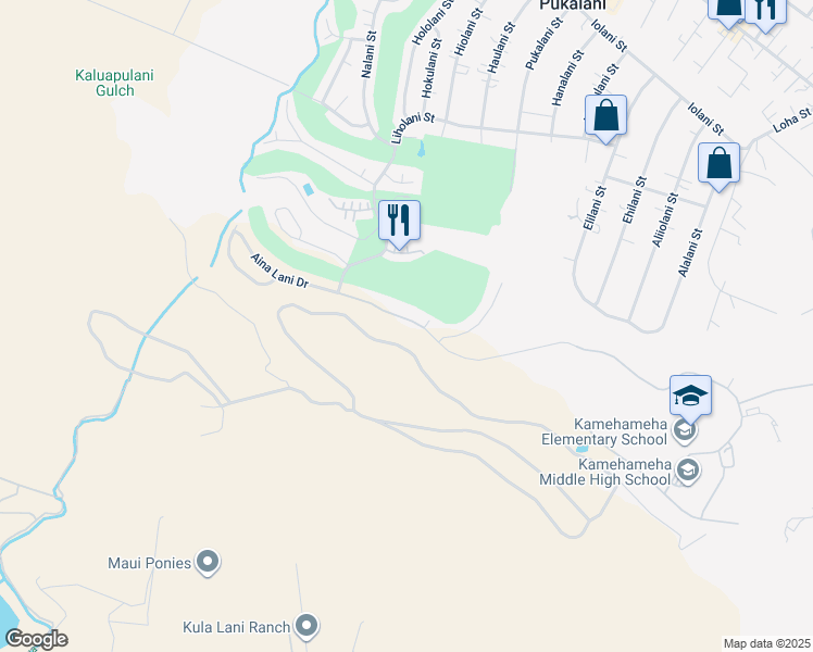 map of restaurants, bars, coffee shops, grocery stores, and more near 2984 Aina Lani Drive in Makawao