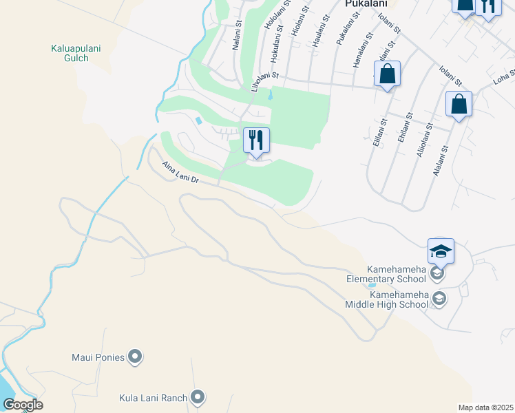 map of restaurants, bars, coffee shops, grocery stores, and more near 2984 Aina Lani Drive in Makawao
