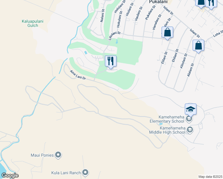 map of restaurants, bars, coffee shops, grocery stores, and more near 2984 Aina Lani Drive in Makawao