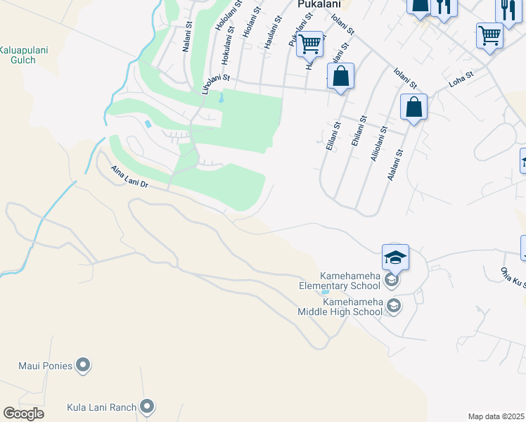 map of restaurants, bars, coffee shops, grocery stores, and more near 68 Alaapapa Place in Makawao