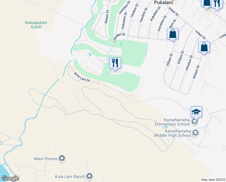 map of restaurants, bars, coffee shops, grocery stores, and more near 2964 Aina Lani Drive in Makawao