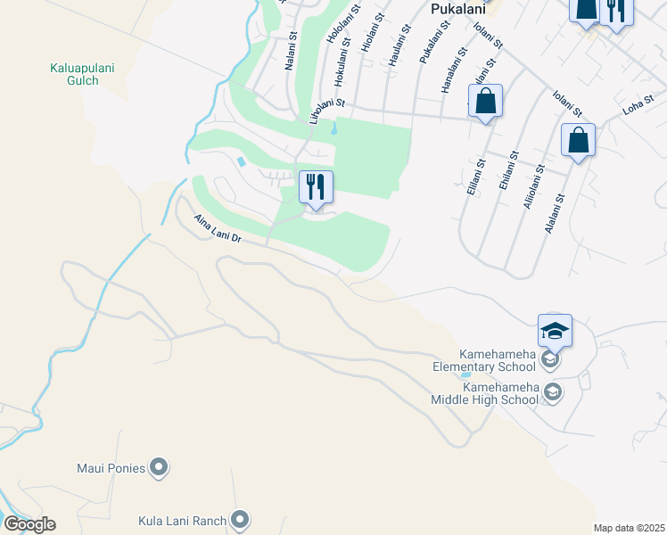 map of restaurants, bars, coffee shops, grocery stores, and more near 3005 Aina Lani Drive in Makawao