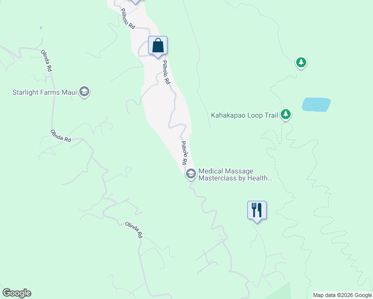 map of restaurants, bars, coffee shops, grocery stores, and more near 1701 Piiholo Road in Makawao