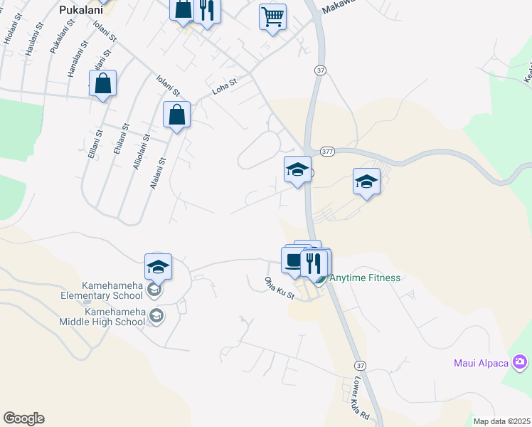 map of restaurants, bars, coffee shops, grocery stores, and more near 189 Makaena Place in Makawao