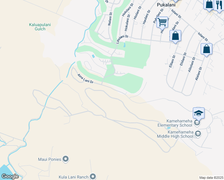 map of restaurants, bars, coffee shops, grocery stores, and more near 2942 Aina Lani Drive in Makawao