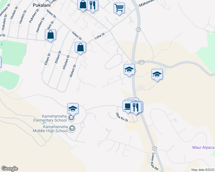map of restaurants, bars, coffee shops, grocery stores, and more near 271 Makaena Place in Makawao