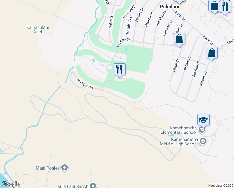 map of restaurants, bars, coffee shops, grocery stores, and more near 2967 Aina Lani Drive in Makawao