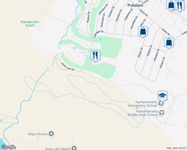 map of restaurants, bars, coffee shops, grocery stores, and more near 2967 Aina Lani Drive in Makawao
