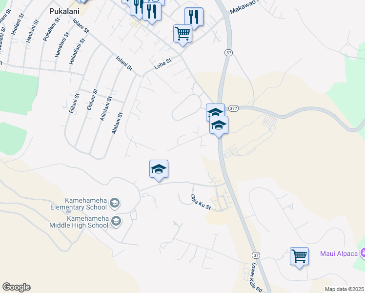 map of restaurants, bars, coffee shops, grocery stores, and more near 0 Makaena Place in Makawao