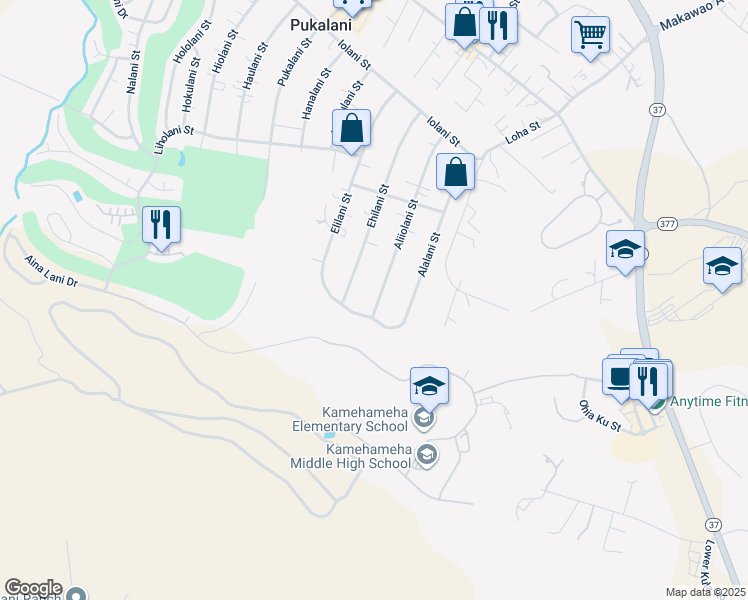 map of restaurants, bars, coffee shops, grocery stores, and more near 378 Aliiolani Street in Makawao