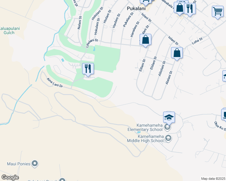 map of restaurants, bars, coffee shops, grocery stores, and more near 99 Alaapapa Place in Makawao
