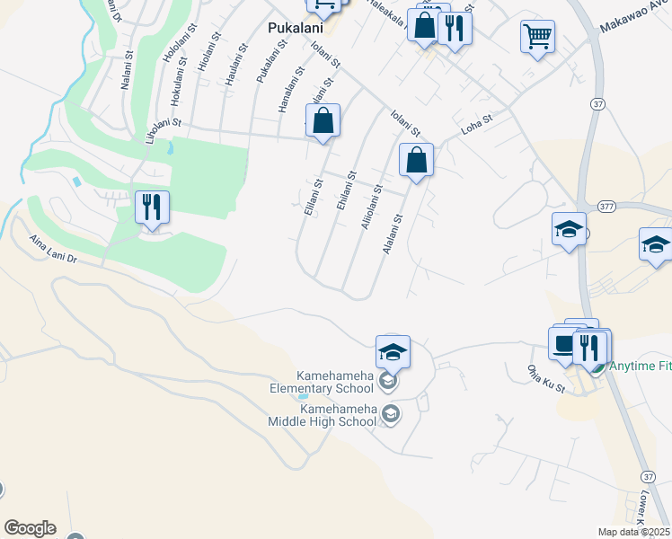 map of restaurants, bars, coffee shops, grocery stores, and more near 378 Aliiolani Street in Makawao