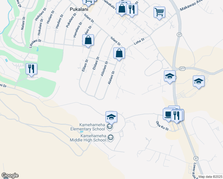 map of restaurants, bars, coffee shops, grocery stores, and more near 333 Alalani Street in Makawao