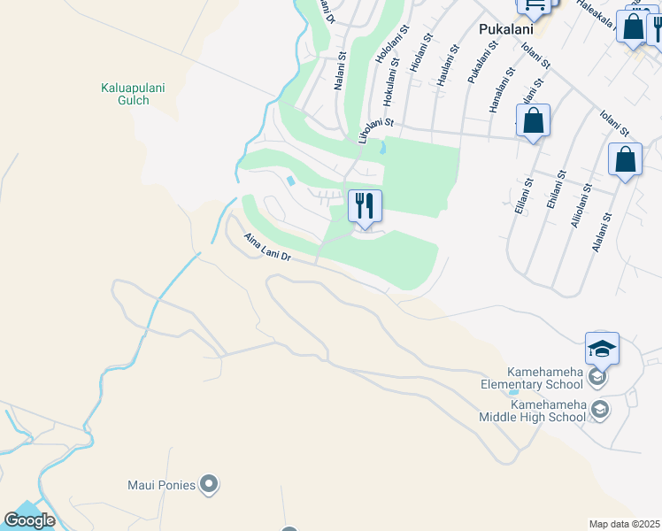 map of restaurants, bars, coffee shops, grocery stores, and more near 2913 Aina Lani Drive in Makawao