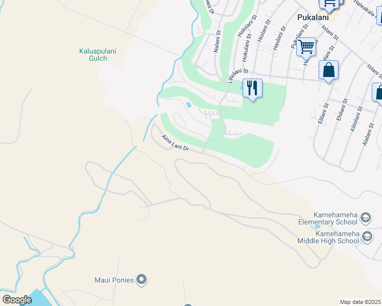 map of restaurants, bars, coffee shops, grocery stores, and more near 2800 Aina Lani Drive in Makawao