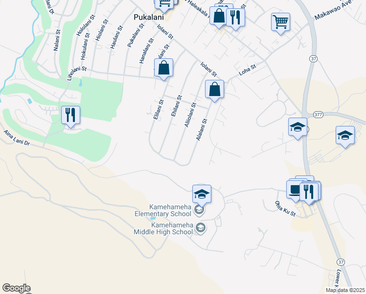map of restaurants, bars, coffee shops, grocery stores, and more near 355 Aliiolani Street in Makawao