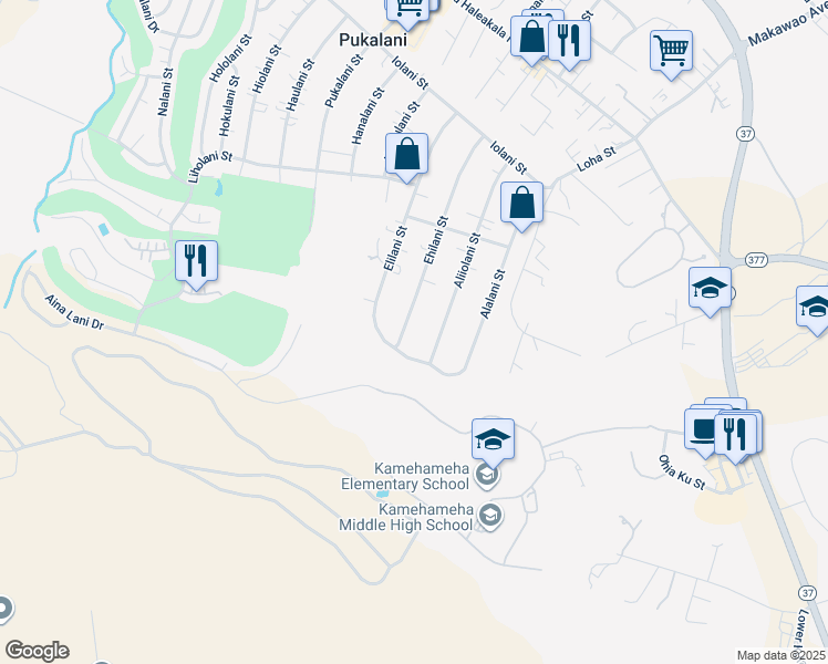 map of restaurants, bars, coffee shops, grocery stores, and more near 391 Ehilani Street in Makawao