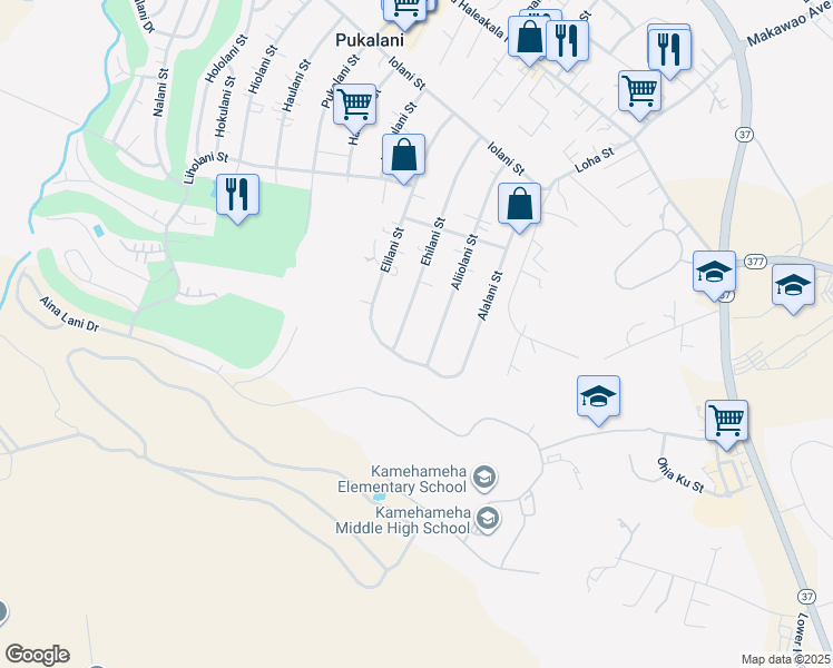 map of restaurants, bars, coffee shops, grocery stores, and more near 393 Ehilani Street in Makawao