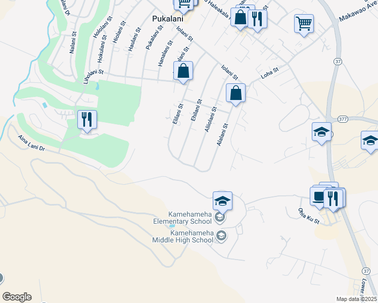 map of restaurants, bars, coffee shops, grocery stores, and more near 393 Ehilani Street in Makawao