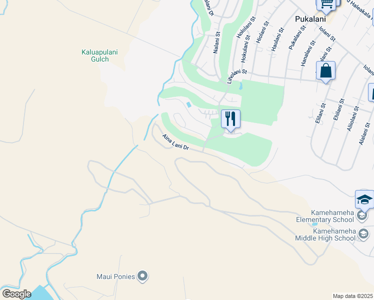map of restaurants, bars, coffee shops, grocery stores, and more near 2792 Aina Lani Drive in Makawao
