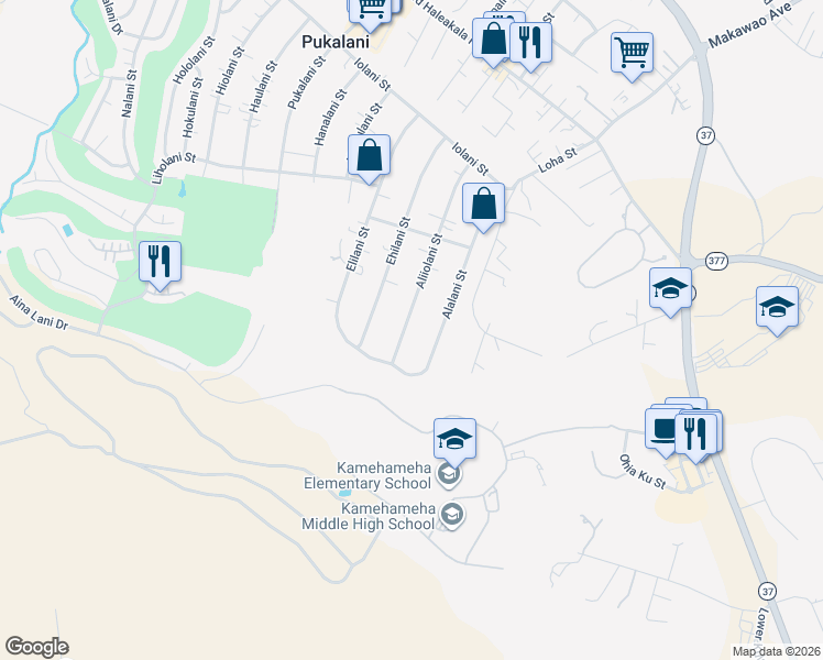 map of restaurants, bars, coffee shops, grocery stores, and more near 355 Aliiolani Street in Makawao