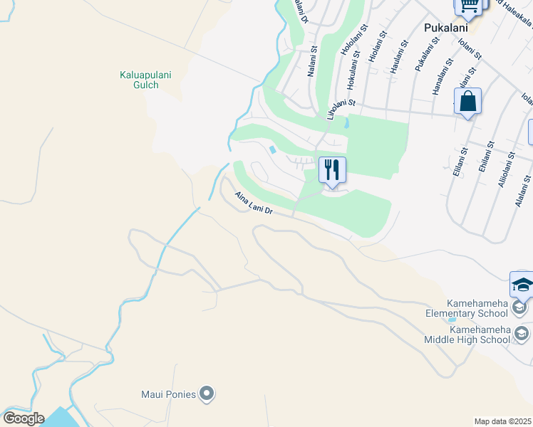 map of restaurants, bars, coffee shops, grocery stores, and more near 2786 Aina Lani Drive in Makawao