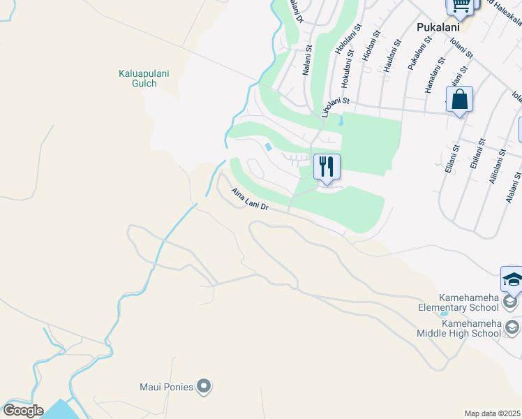 map of restaurants, bars, coffee shops, grocery stores, and more near 2786 Aina Lani Drive in Makawao