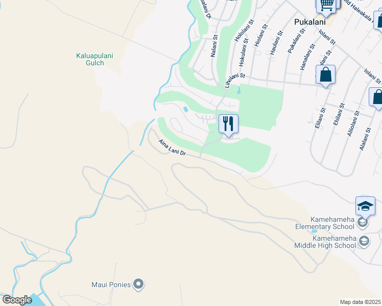 map of restaurants, bars, coffee shops, grocery stores, and more near 2809 Aina Lani Drive in Makawao