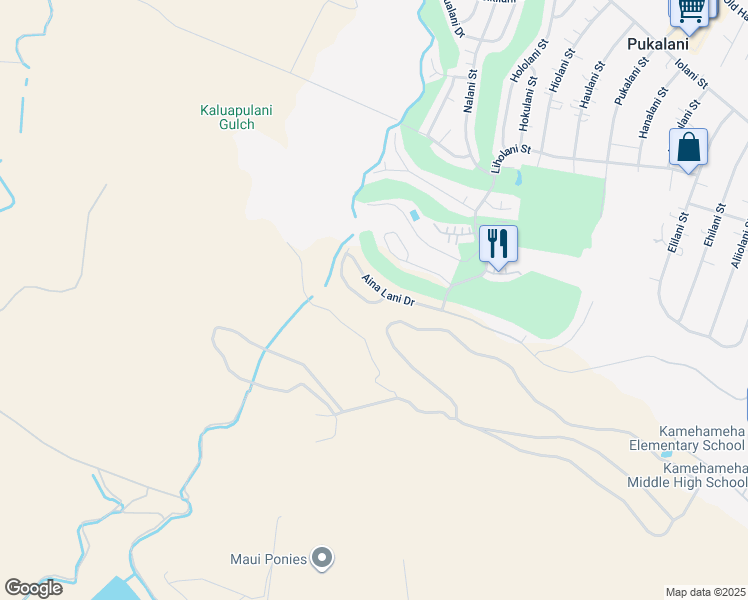 map of restaurants, bars, coffee shops, grocery stores, and more near 2737 Akalani Loop in Makawao