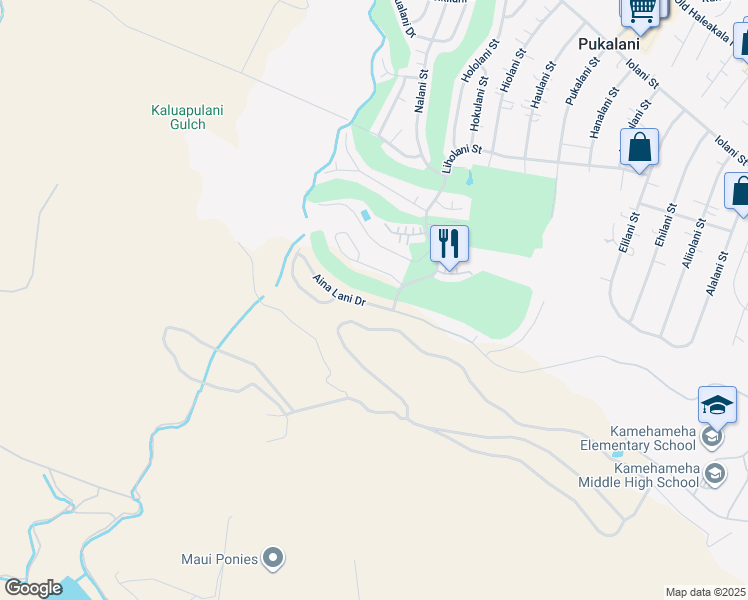 map of restaurants, bars, coffee shops, grocery stores, and more near 2809 Aina Lani Drive in Makawao