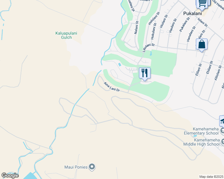 map of restaurants, bars, coffee shops, grocery stores, and more near 2748 Akalani Loop in Makawao